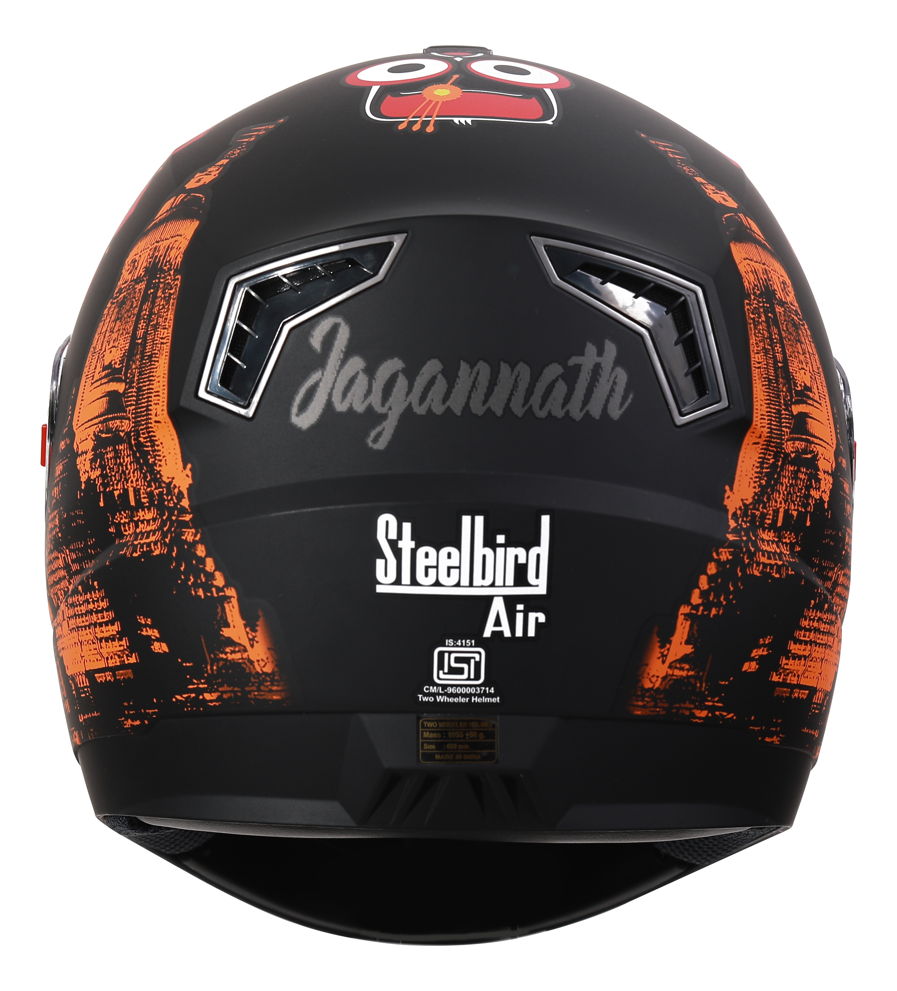Steelbird SBA-1 Jagannath Full Face Helmet In Matt Finish (Matt Black Orange With Clear Visor)